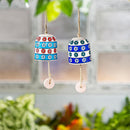 Hand-Painted Ceramic Bell with Dangler, Teal