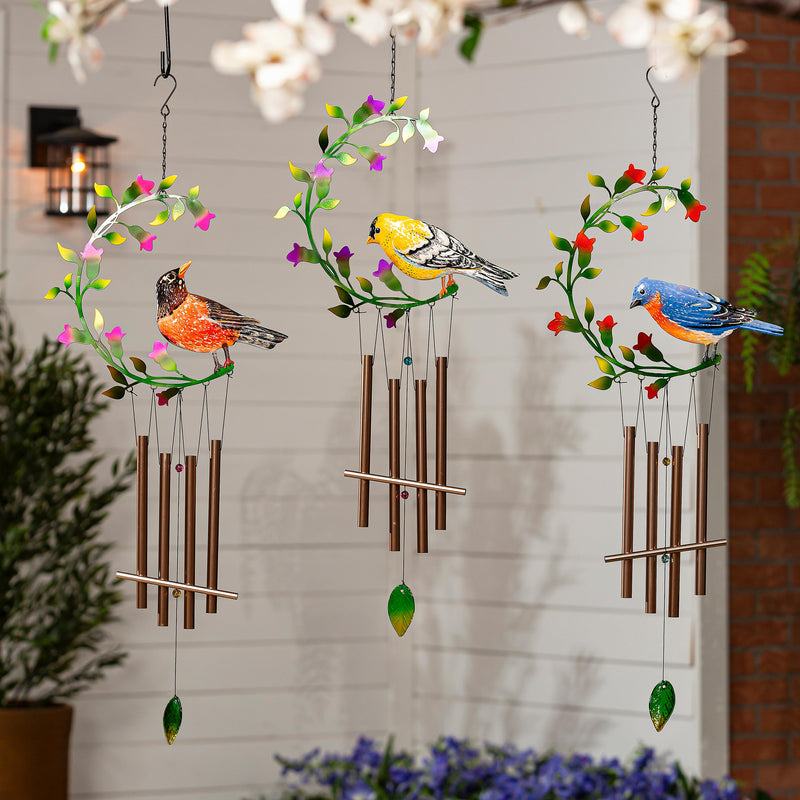 What She Shed Wind Chime, Metal, Bird on Leaves, Asst of 3