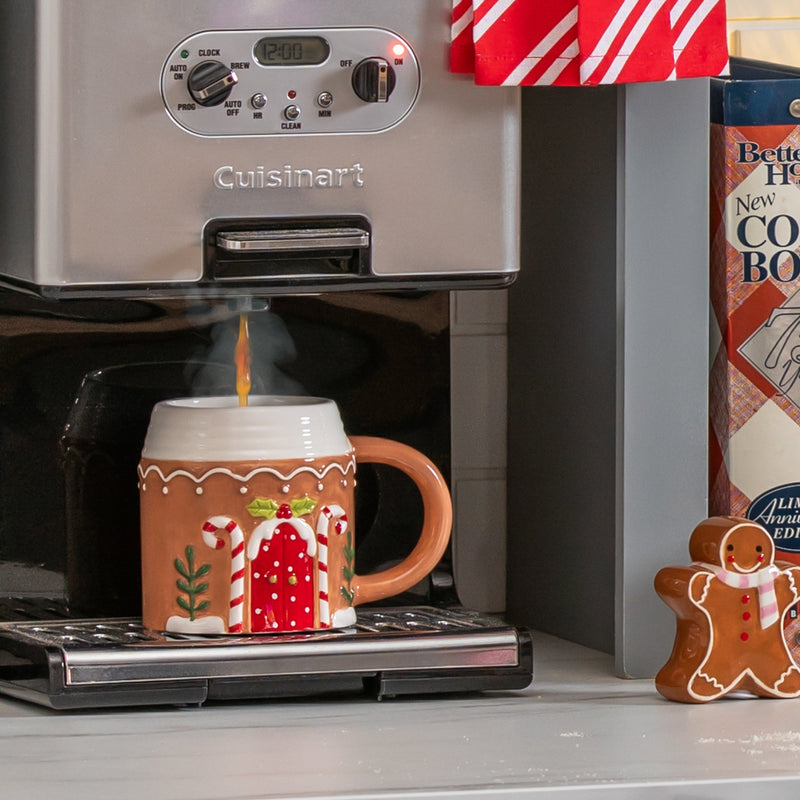 Evergreen Home Accents,13oz Gingerbread Ceramic Cup,5.31x3.54x3.66 Inches