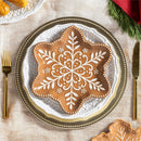 Baking Spirits Bright Plate Gingerbread Snowflake Shaped Embossed Ceramic Appetizer Plate, 7"
