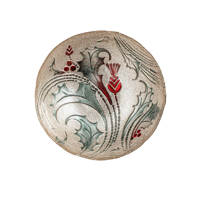 Joyful Traditions Bowl Glass Holly and Berries, 6"