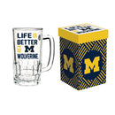 Glass Tankard Cup, with Gift Box, University of Michigan,3br920