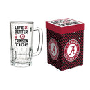 Glass Tankard Cup, with Gift Box, University of Alabama