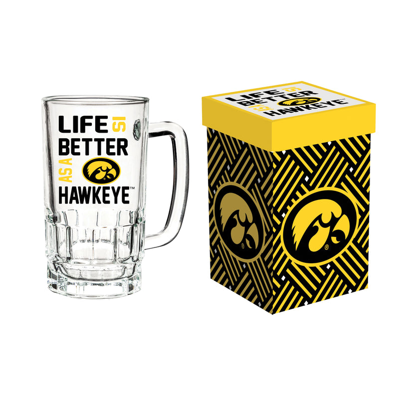 Glass Tankard Cup, with Gift Box, University of Iowa,3br980