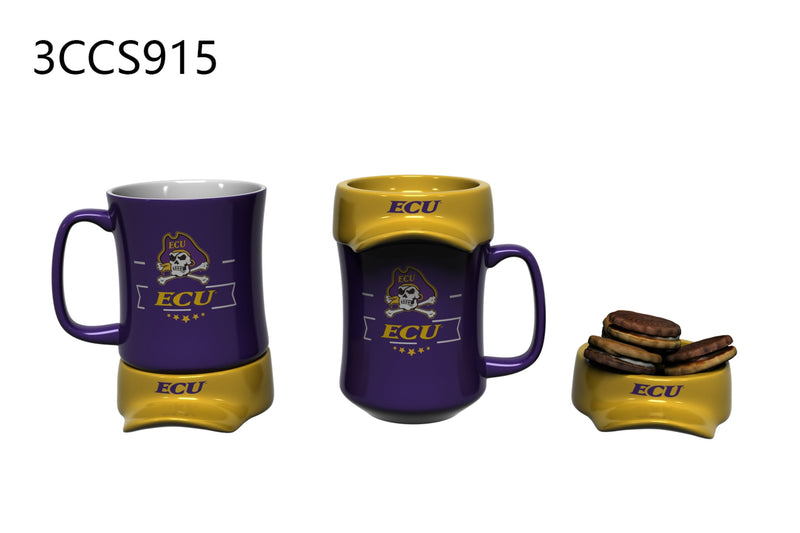 11oz. Ceramic Cup and Coaster Gift Set, East Carolina University,3ccs915