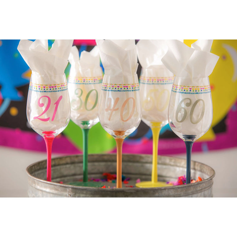 Color Changing Wine Glass w/ Gift Box, 12oz, Birthday Confetti 50th