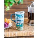 Ceramic Travel Cup, 17 OZ. ,w/box, Happy Camper
