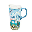 Ceramic Travel Cup, 17 OZ. ,w/box, Happy Camper