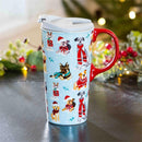 Pet Travel Cup Ceramic Perfect Cup, Winter Dogs in Scarves, 17oz, Gift Box