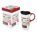 Ceramic Travel Cup, 17 OZ., Big Heart