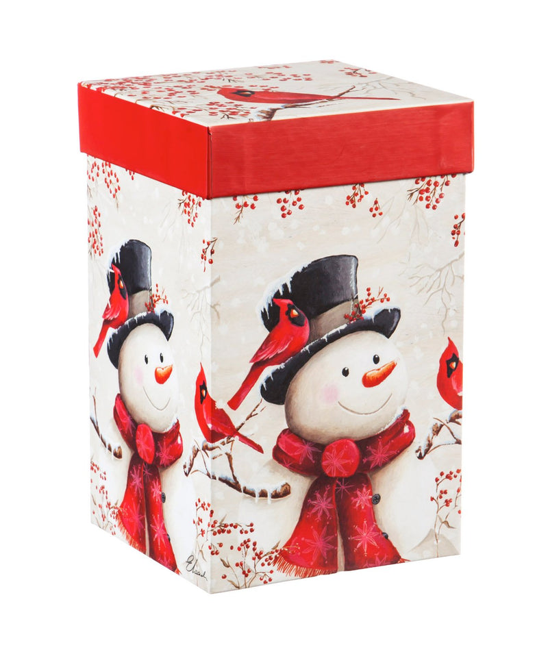 Ceramic Travel Cup w/ Silicone Paint Handle, 17 OZ. w/Box, Snowman & Cardinal,3ctcs016605