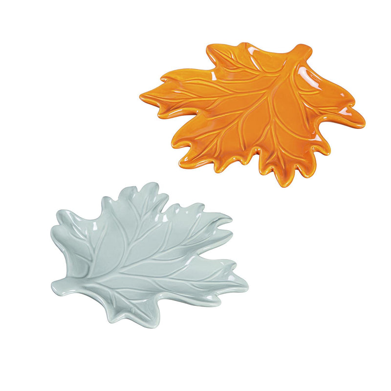 8" Ceramic Leaf Shaped Plate, 2 Asst. colors