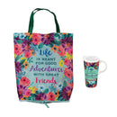 Life Is Meant For Good Adventures Ceramic Perfect Cup and Compact Tote Giftset, 17oz, Gift Box