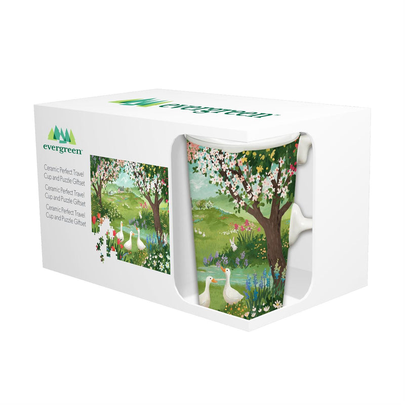 In Bloom Pastoral Story Ceramic Perfect Cup and Puzzle Gift Set, 17oz, Gift Box