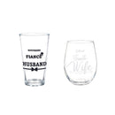 Wedding Stemless Glass and Beer Pint Giftset, 17oz and 16oz, Gift Box