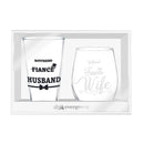 Wedding Stemless Glass and Beer Pint Giftset, 17oz and 16oz, Gift Box