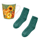 Grateful Gatherings Ceramic Flare Cup and Teal Socks Gift Set, 12oz, Gift Box