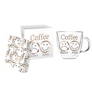 Classic Black Ink Glass Cafe Cup w/ Box, Coffee, 12 oz.,3gcc5210