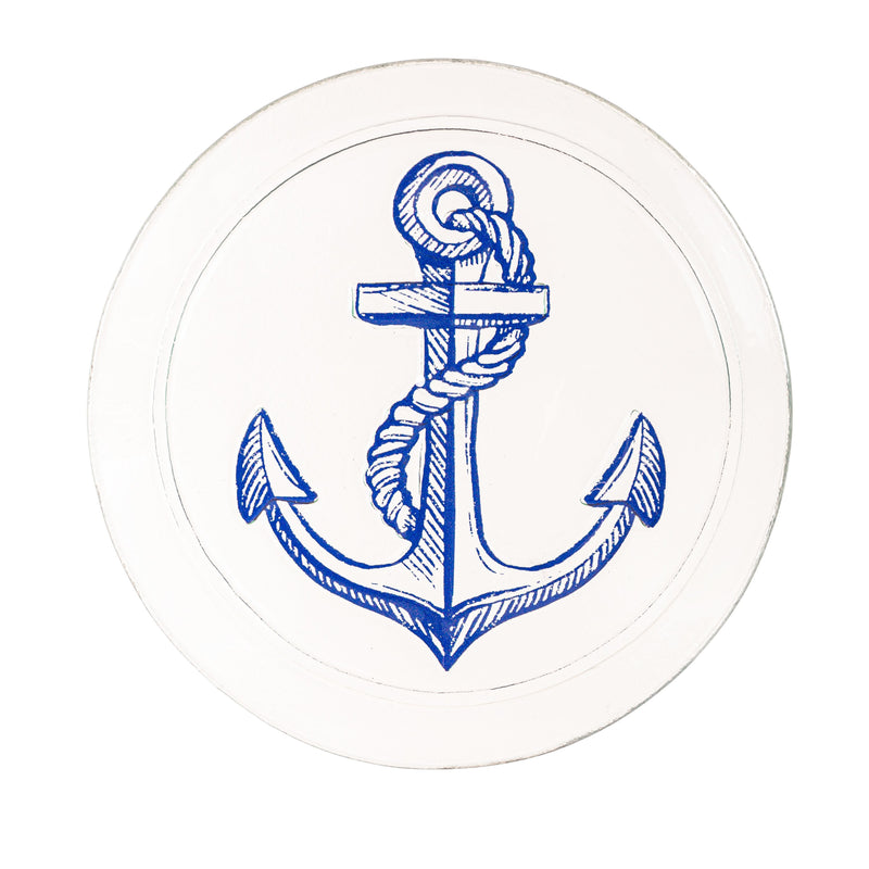 12" Round Glass Platter, Anchor,3gcp005