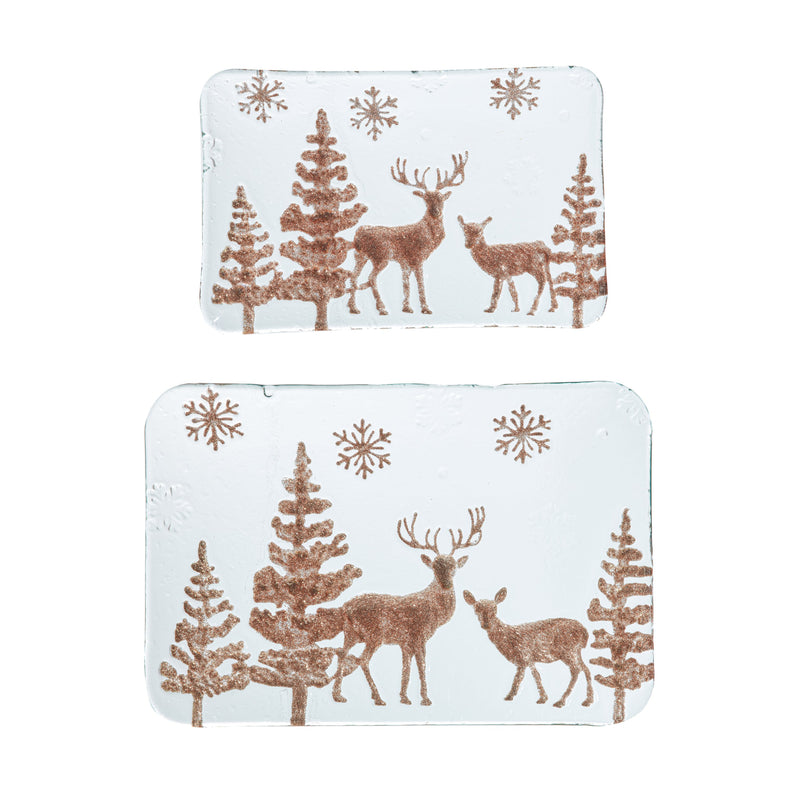 Glass Winter Scene Rectangle Plate Set,3gl004
