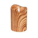 LED Round Candle with Natural Wood Pattern, Set of 2