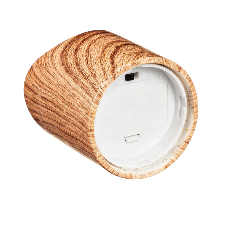 LED Round Candle with Natural Wood Pattern, Set of 2