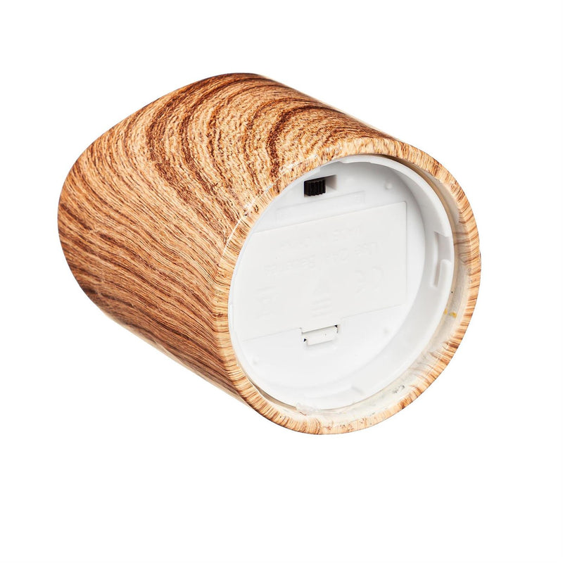 LED Round Candle with Natural Wood Pattern, Set of 2
