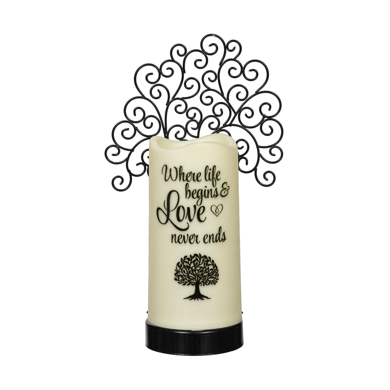 Tree LED Wax Candle with Metal Holder Set