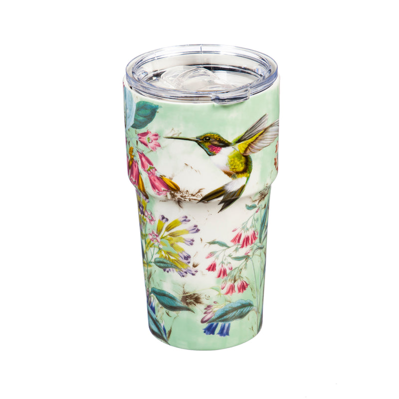 Double Wall Ceramic Companion Cup with Tritan Lid, 13 OZ, Paradise Pond,3ltc99008