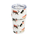 Double Wall Ceramic Companion Cup with Tritan Lid, 13 OZ, Stylin Cat & Dog,3ltc997204