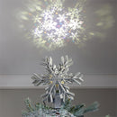 LED Silver Glitter Snowflake Tree Topper with Projected Icons