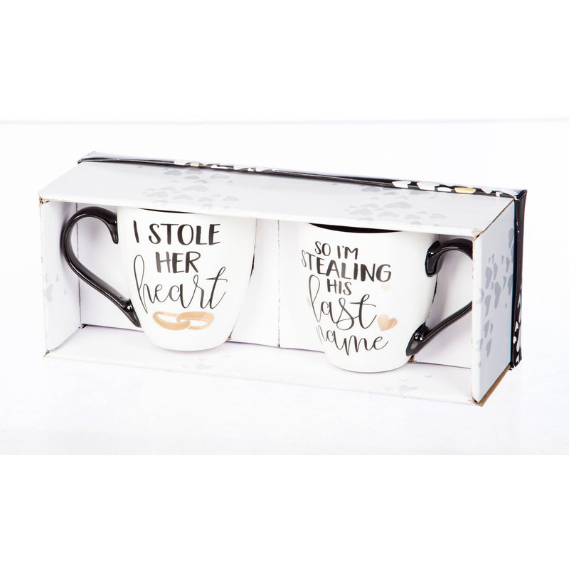 Ceramic Cup O' Java Cup Giftset, 17oz, I Stole Her Heart/So I'm Stealing His Last Name