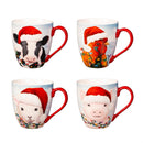 Holiday Poinsettia Coffee Cup Ceramic Cup O' Java, Christmas Farm, 17oz, Gift Box