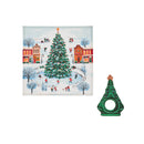 12" Fabric Napkins with Christmas Tree Napkin Ring Set,3nrs001
