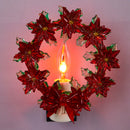 Acrylic Poinsettia Wreath with Bow Nightlight,3nt191