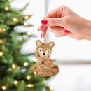 4.5" Natural Fiber Animal with Glitter Ornament