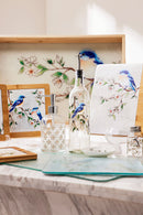 Glass Oil Bottle with Ceramic Dip Dishes, Birds in Blooms,3os9863