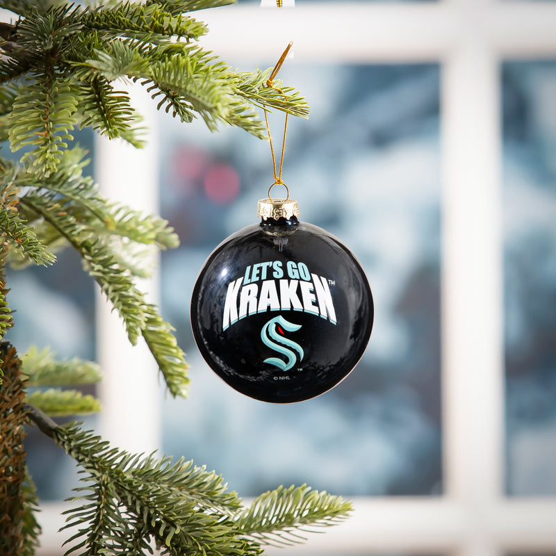 Blown Glass Ornament, Seattle Kraken,3ot4381bgo