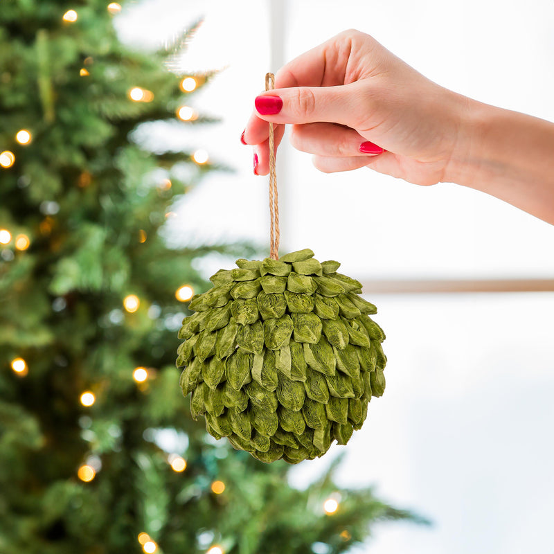 4" Paper Ruffled Ball Ornament