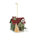 VivaStyle Ornament, Paper Ornament, House with Bottle Brush Trees, 2.75"H, Set of 3