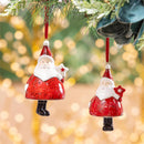 Traditional Santa Ornament Ceramic, Set of 2