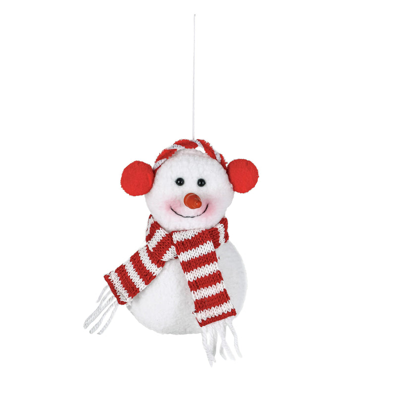 9" Fabric Snowman with Earmuffs Ornament Snowman Bucket, 10 Total Ornaments
