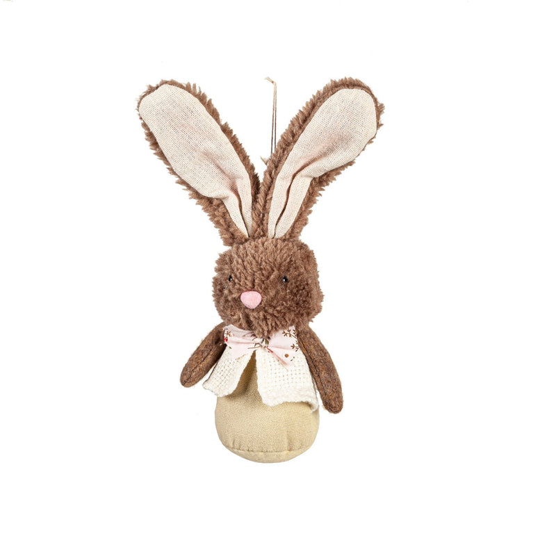 Bunny Blooms Hanging Decor Fabric Bunny, 9", Asst of 2, In Wood Tray