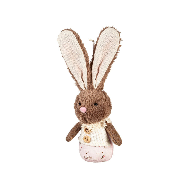 Bunny Blooms Hanging Decor Fabric Bunny, 9", Asst of 2, In Wood Tray