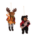 Fabric Animal Ornament, Bear/Moose,3otf245