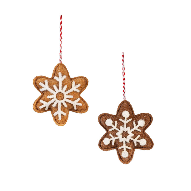 Baking Spirits Bright Ornament Fabric Gingerbread Snowflake, 5", Asst of 2