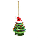 4" LED Ceramic Christmas Tree Ornament with Santa Hat