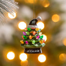 4" LED Ceramic Christmas Tree Ornament with Team Santa Hat, Dallas Stars
