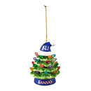 4" LED Ceramic Christmas Tree Ornament with Team Santa Hat, University of Kansas,3otl996to