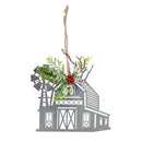 Metal Barn Ornament with Artificial, 3 Asst,3otm229